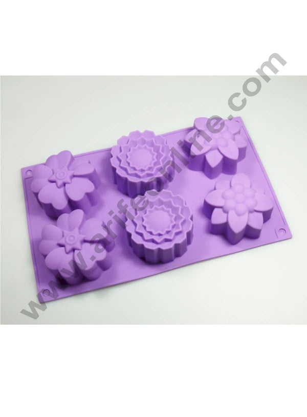 Cake Decor 6 Cavity Mix Flower Silicon Moulds Muffin Mould