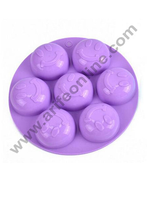 Cake Decor Silicon 7 Cavity Smiley Shape Design Chocolate Mould Ice, Jelly Candy Mould
