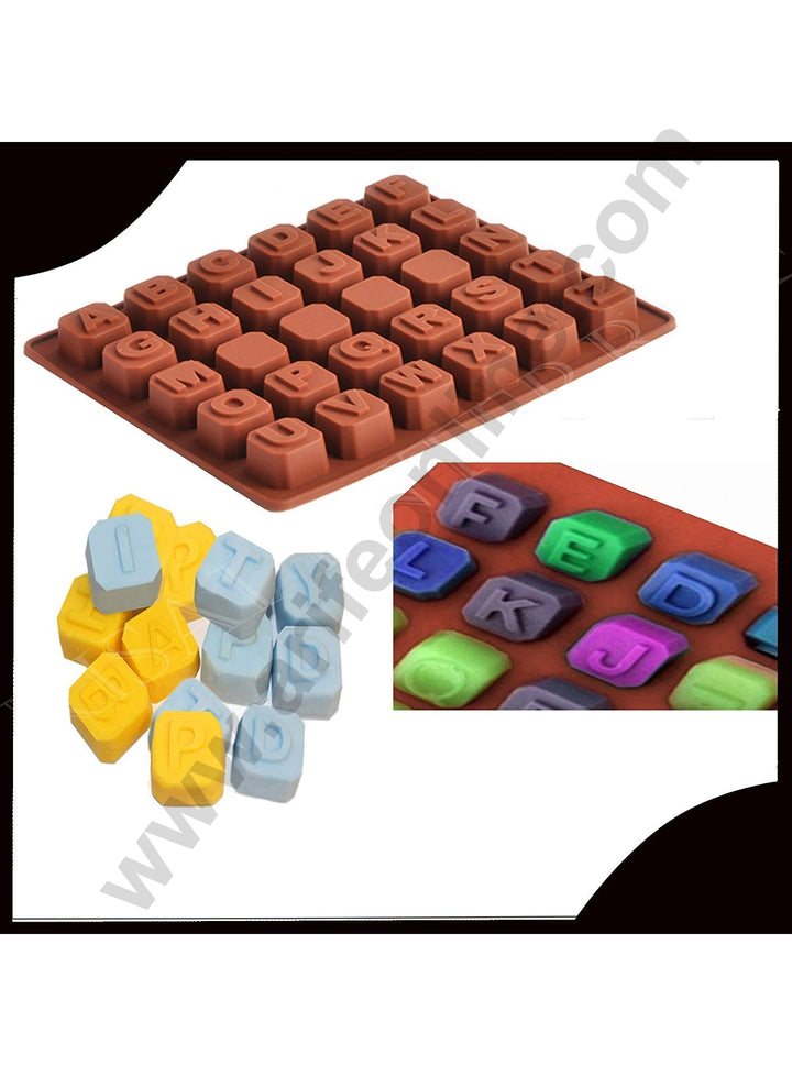 Cake Decor 30-Cavity A to Z Alphabets Shape Ice Cube Tray Silicone Brown Chocolate Moulds