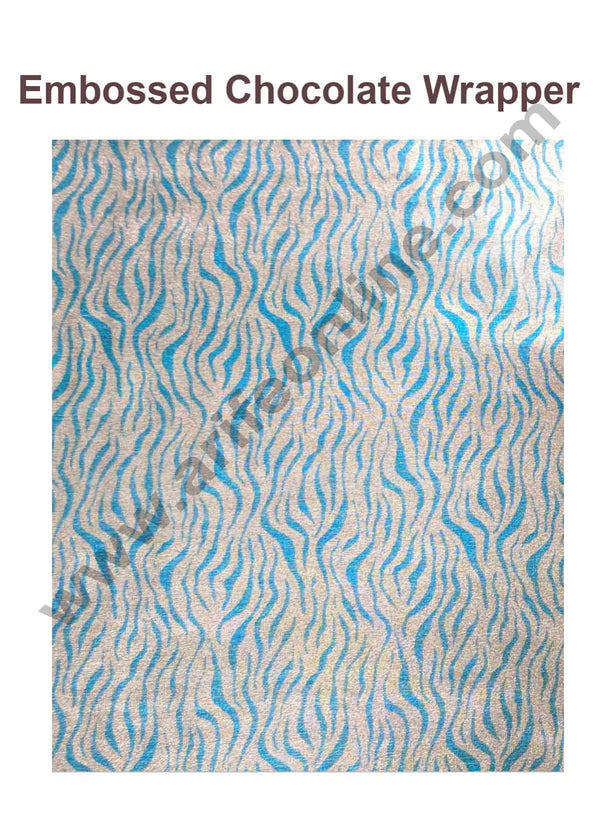 Cake Decor Chocolate Wrappering Foil, Embossed Chocolate Wrapper, 200 Sheets - 10in x 7in - Silver Blue Zebra Stripes