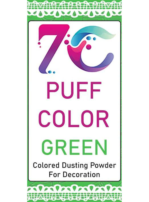 7C Edible Puff Colour Food Colour Powder Spray for Cakes Decoration - Green ( 50 gm )
