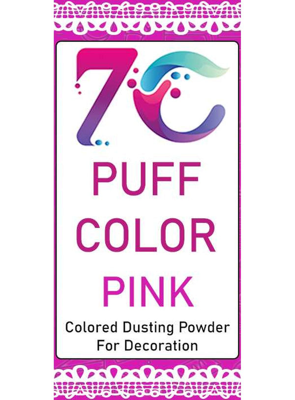 7C Edible Puff Colour Food Colour Powder Spray for Cakes Decoration - Pink ( 50 gm )