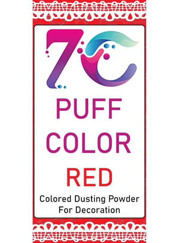 7C Edible Puff Colour Food Colour Powder Spray for Cakes Decoration - Red ( 50 gm )