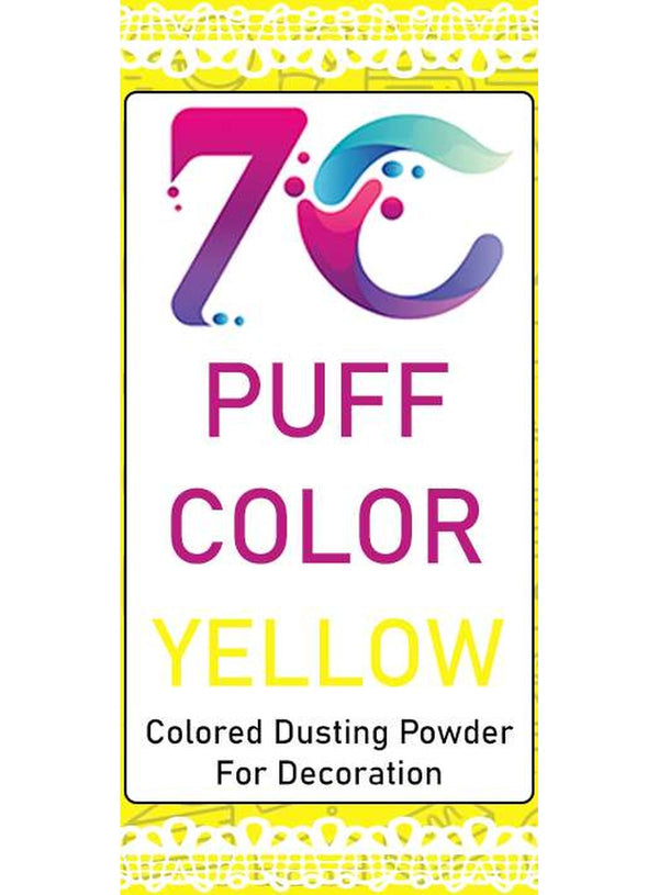 7C Edible Puff Colour Food Colour Powder Spray for Cakes Decoration - Yellow ( 50 gm )