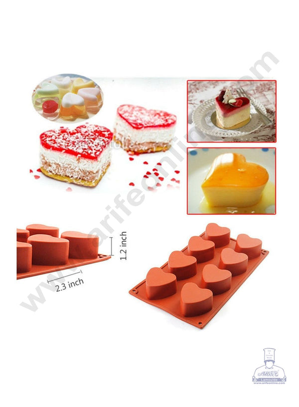 Cake Decor 8 Cavity Silicon Heart Mould Baking Chocolate Cake (SBSM-832)