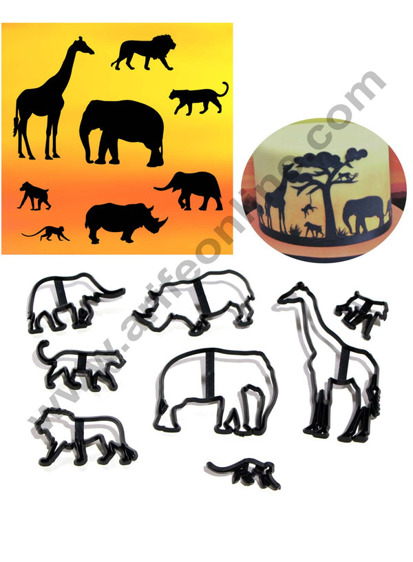 8PCS-Animal-Cookie-Cutter-Plastic-Elephant-Lion-Giraffe-Leopard-Fondant-Cutter-Safari-Silhouette-Cake-Mold-Cake