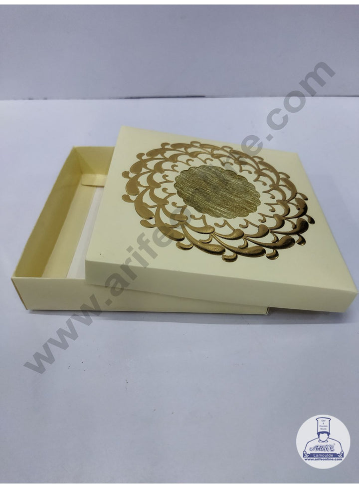 Cake Decor 9 Cavity Chocolate Boxes Set of 10 Pieces - Golden (SBBX-145)