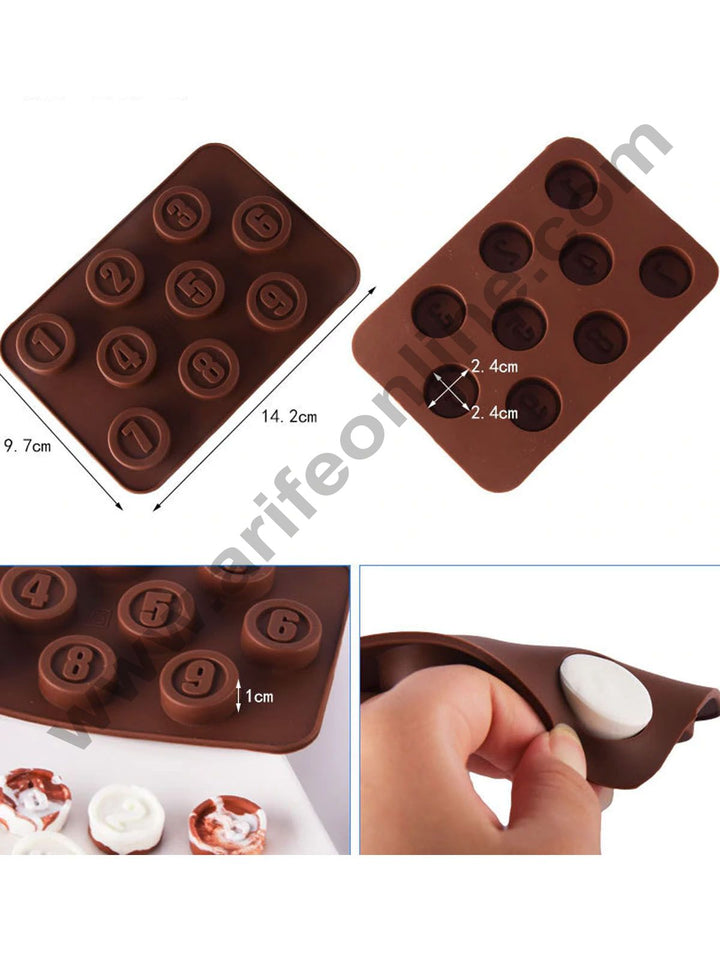 Cake Decor Silicon 9 Cavity Number Shape Design Chocolate Mould Ice, Jelly Candy Mould