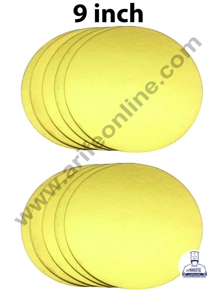 Cake Decor MDF Cake Base Gold Color 10 Pieces Round - 9 inch