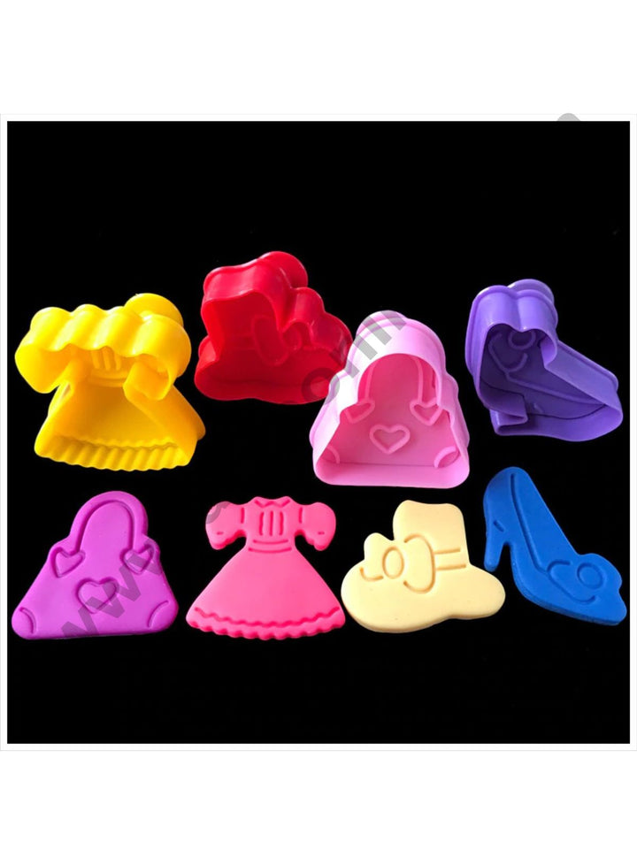 Cake Decor 4 Pc Lady Shoes Purse Sandal Plastic Biscuit Cutter Plunger Cutter