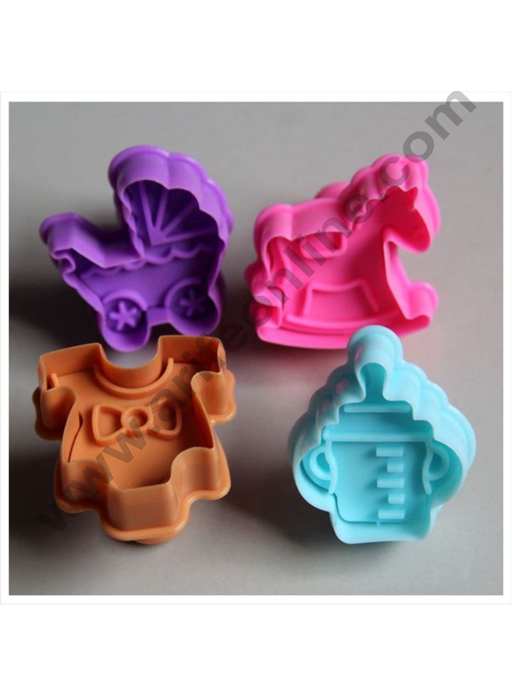 Cake Decor 4 Pc Baby Shower Plastic Biscuit Cutter Plunger Cutter