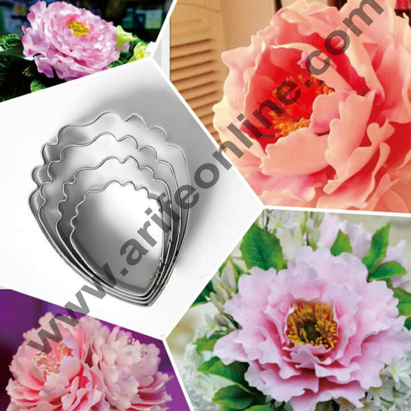 Cake Decor 4 Pcs Medium Peony Petal Cutter Set Bakeware Mould Biscuit Mould Set Sugar Arts Fondant Cake Decoration Tools