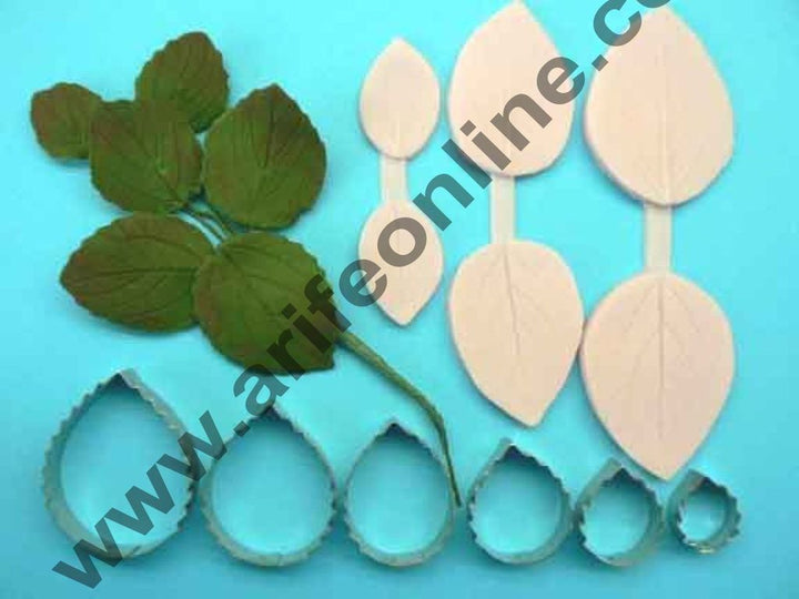 Cake Decor 6 Pcs Rose Leaf Cutter Set Bakeware Mould Biscuit Mould Set Sugar Arts Fondant Cake Decoration Tools