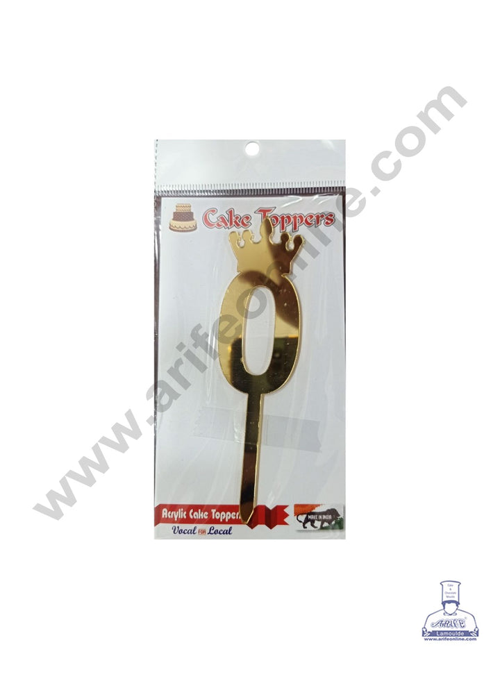 Cake Decor 5 Inch Acrylic Golden Number Toppers - Zero Number