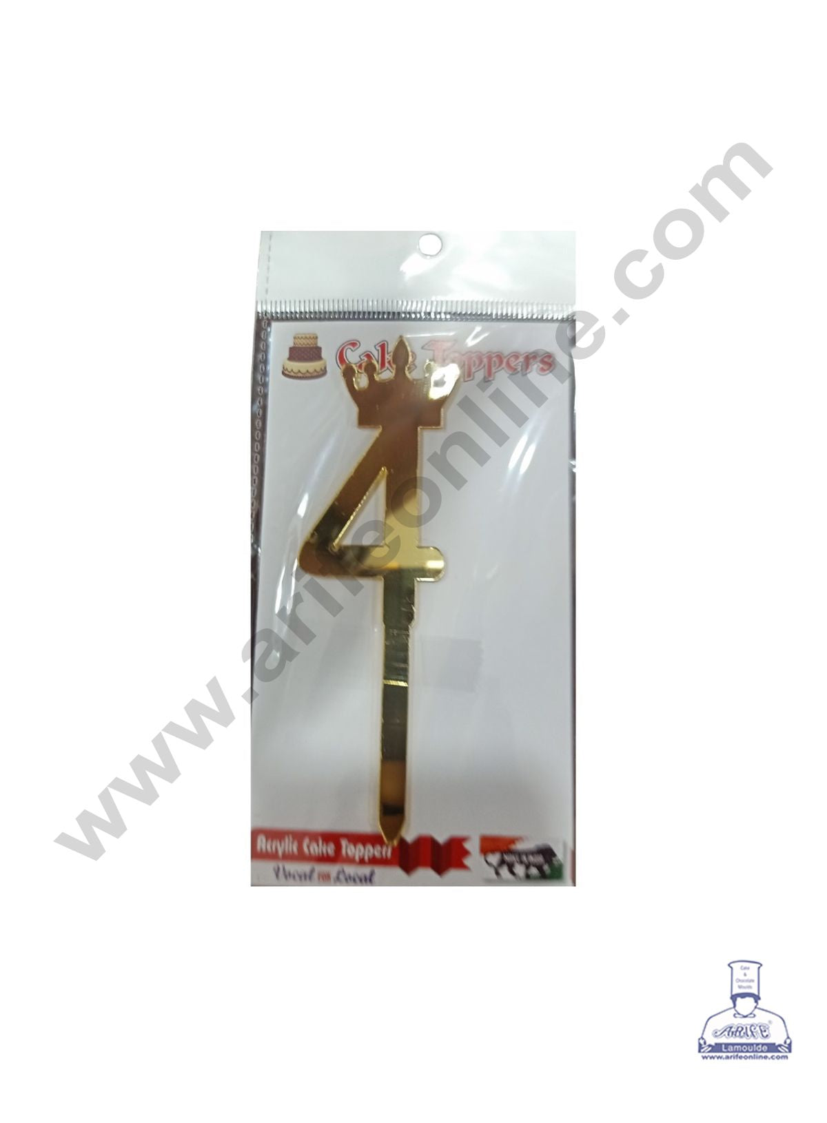 CAKE DECOR™ 5 Inch Acrylic Golden Number Toppers - Four Number With Cr ...