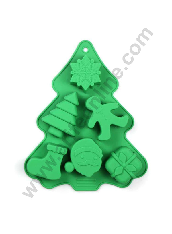 Cake Decor 6 Cavity Christmas Tree Snow flak Gift box , Silicon Moulds Tree Shape Muffin Mould