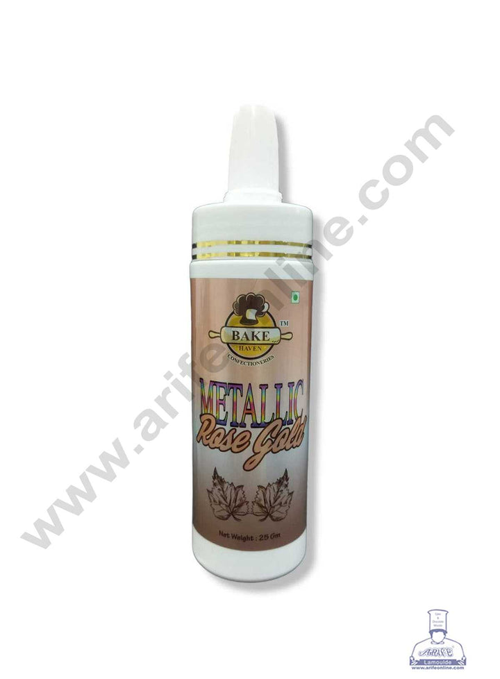 Bake Haven Edible Puff Colour Food Colour Powder Spray for Cakes Decoration - Metallic Rose Gold (25 gm)