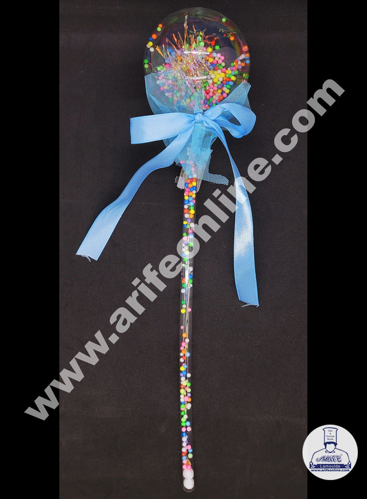 Cake Decor Plastic LED Light Cake Topper Balloon With Ribbon For Cake Decoration - Sky Blue