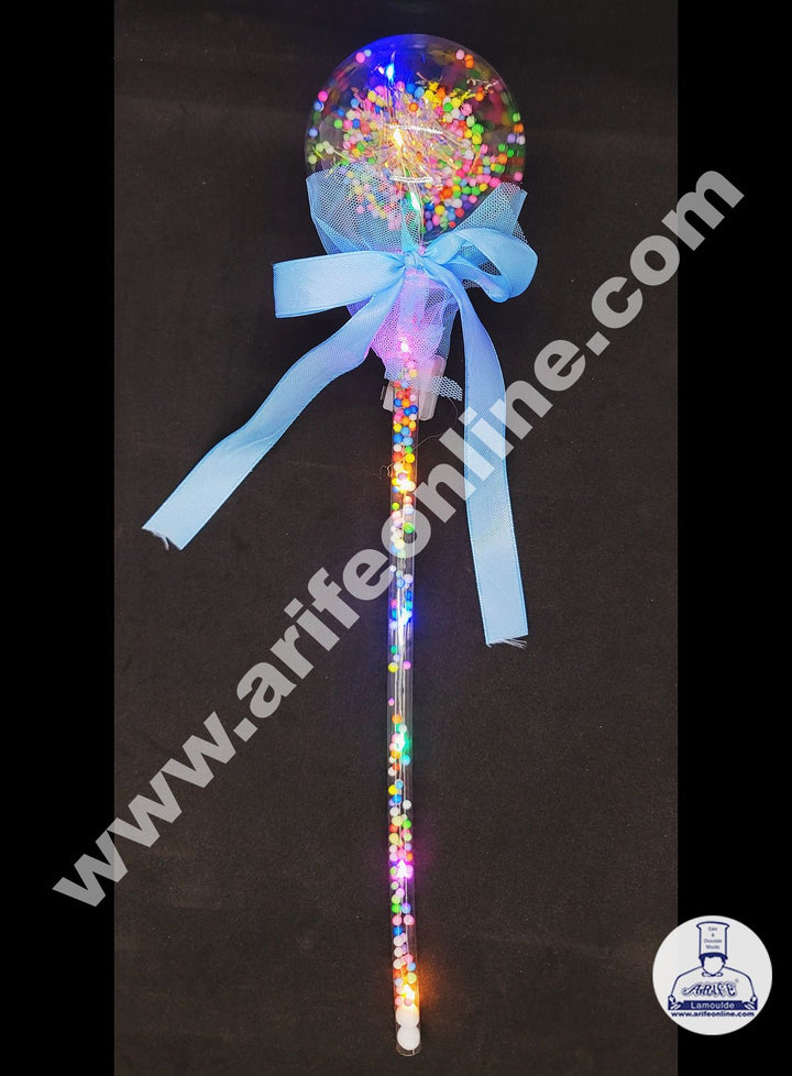 Cake Decor Plastic LED Light Cake Topper Balloon With Ribbon For Cake Decoration - Sky Blue