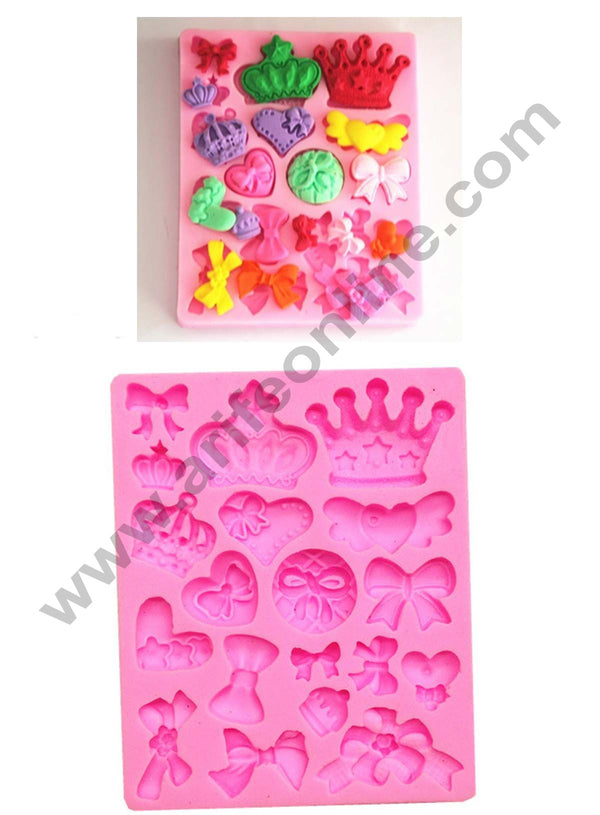 Cake Decor Bows,Hearts and Crown Fondant Marzipan Mould