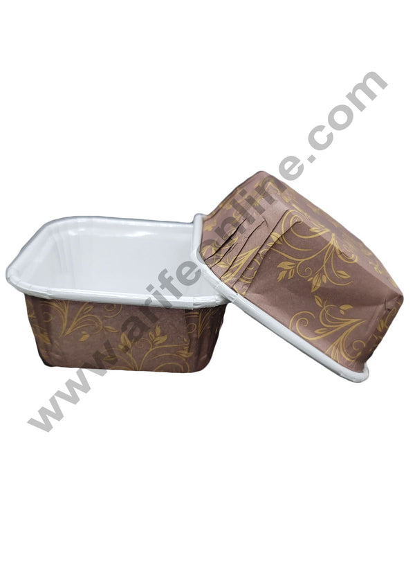 Cake Decor Square Brown Leaf Design Brownie Cup Cake Mould 50 Pcs