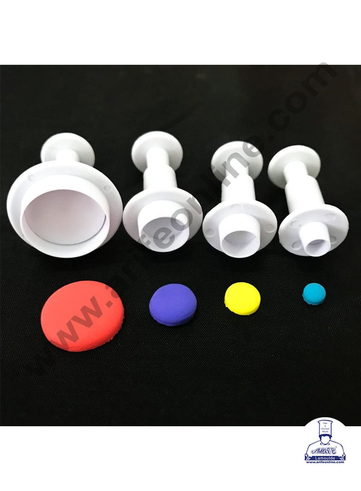 Cake Decor 4 Pieces Round Shape Cake Plunger Cutters Fondant Tool