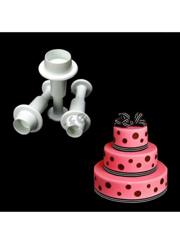 Cake Decor 3pcs Round Shape Cake Plunger Cutters Fondant Tool