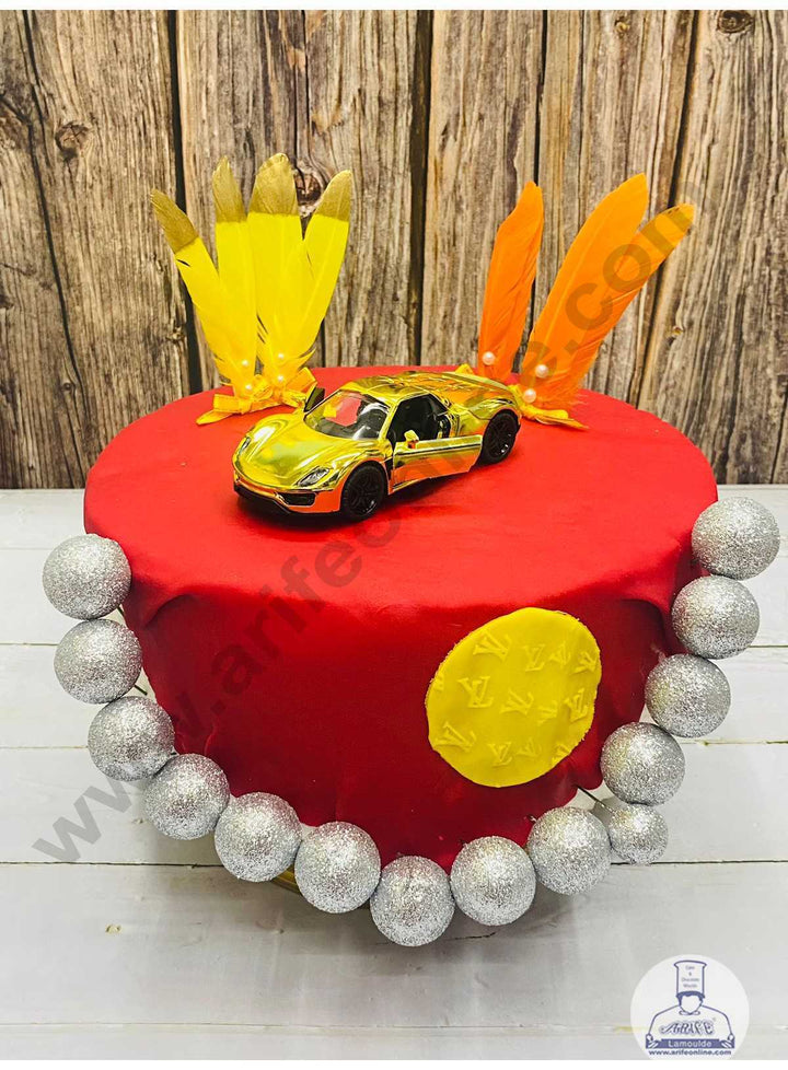 CAKE DECOR™ 1 Pieces Gold Porsche Car Toys Cake Toppers (SB-T-CJ013)