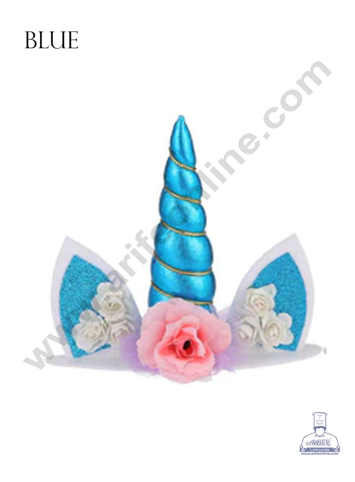CAKE DECOR™ 1 Pieces Unicorn Horn Cake Toppers - Blue SBTO-046-Blue