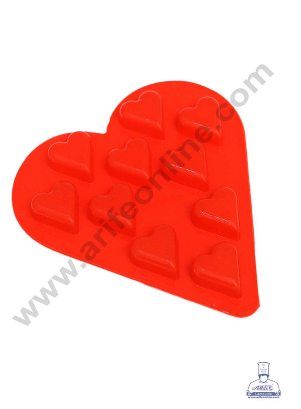 CAKE DECOR™ 10 Cavity Heart Shape Silicon Chocolate Mould Chocolate Decorating Mould SBCM-734
