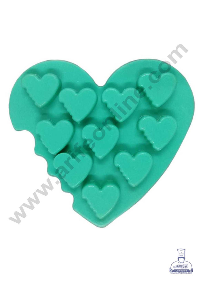CAKE DECOR™ 10 Cavity Heart Shape Silicon Chocolate Mould Chocolate Decorating Mould SBCM-737