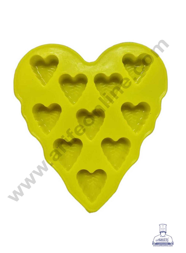 CAKE DECOR™ 10 Cavity Heart Shape Silicon Chocolate Mould Chocolate Decorating Mould SBCM-738