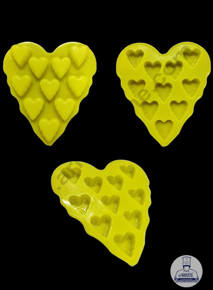 CAKE DECOR™ 10 Cavity Heart Shape Silicon Chocolate Mould Chocolate Decorating Mould SBCM-738