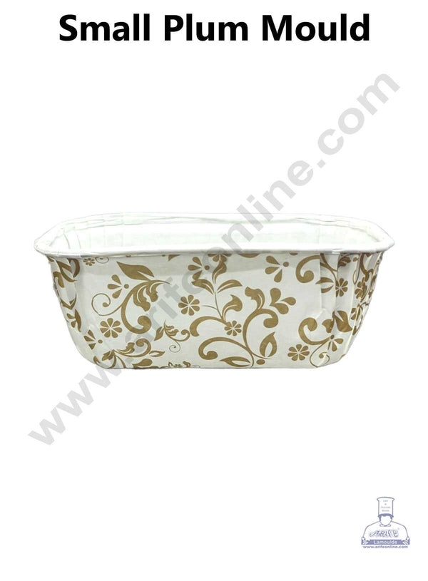 CAKE DECOR™ 10 Pcs Small White Golden Leaf Design Bake and Serve Plum Cake Mold
