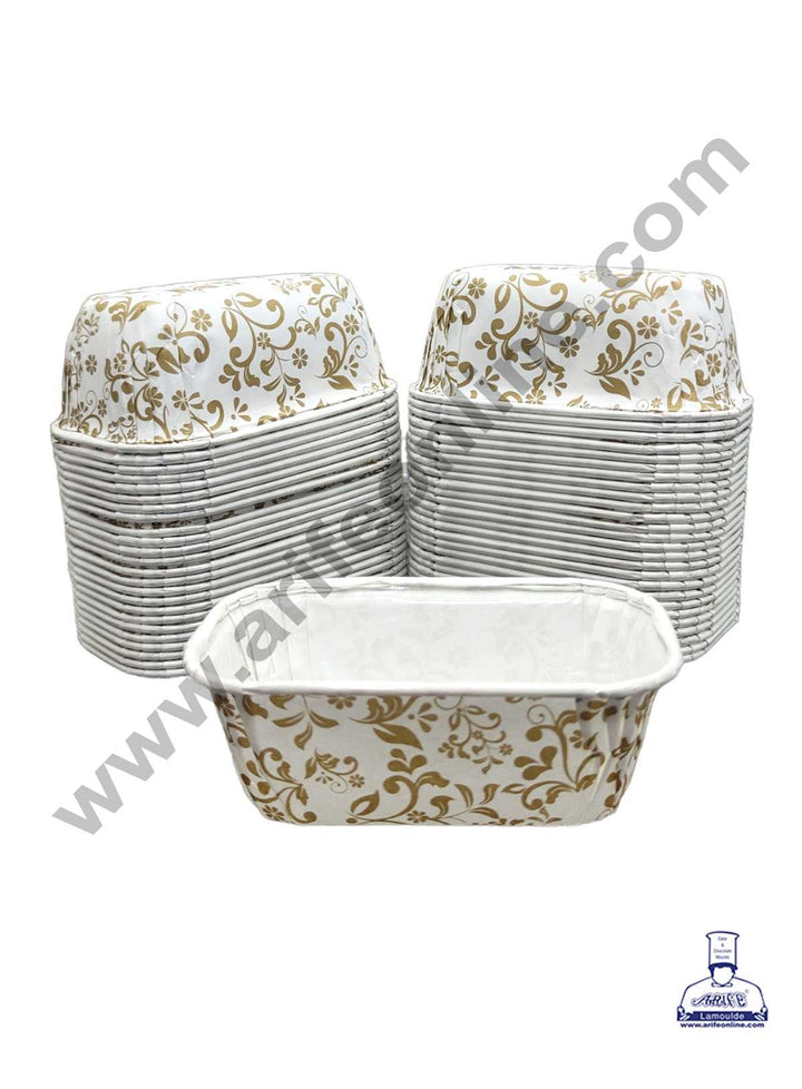 CAKE DECOR™ 10 Pcs Small White Golden Leaf Design Bake and Serve Plum Cake Mold