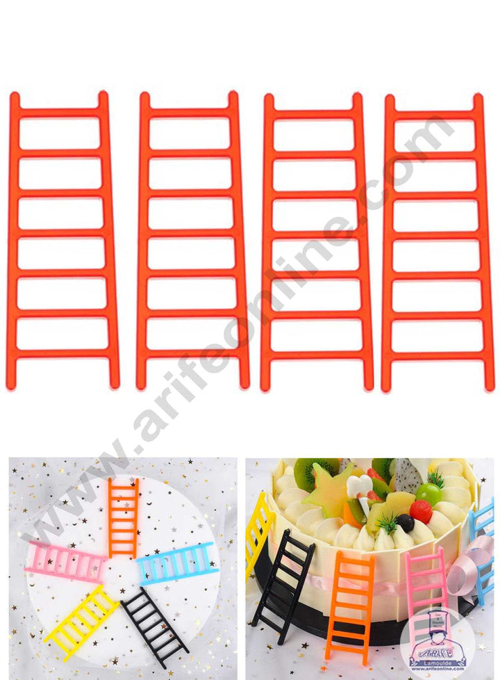 CAKE DECOR™ 10 Pieces Red Plastic Ladder Toys Cake Toppers (SB-T-CJ022-Red)