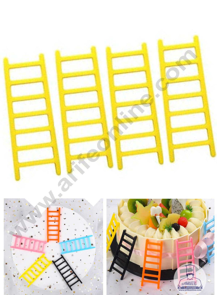 CAKE DECOR™ 10 Pieces Yellow Plastic Ladder Toys Cake Toppers (SB-T-CJ022-Yellow)