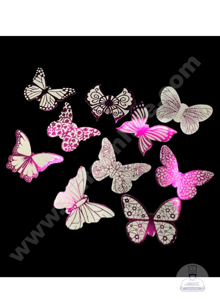 CAKE DECOR™ 10 pcs Pink White Butterfly Paper Topper For Cake And Cupcake (SBMT-PT-109)