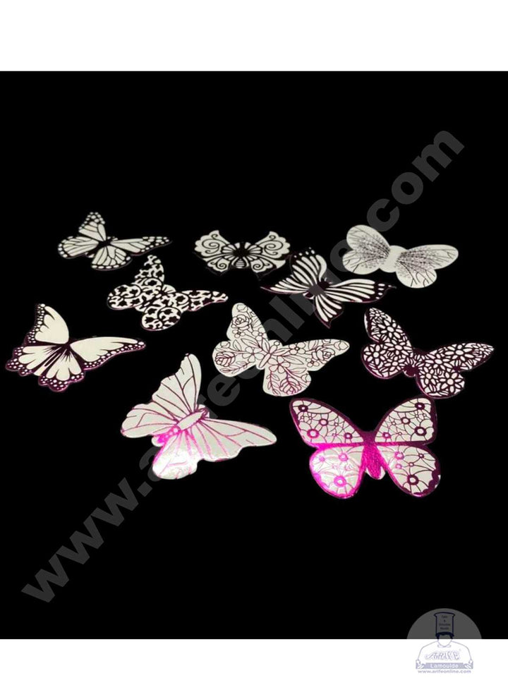CAKE DECOR™ 10 pcs Pink White Butterfly Paper Topper For Cake And Cupcake (SBMT-PT-109)