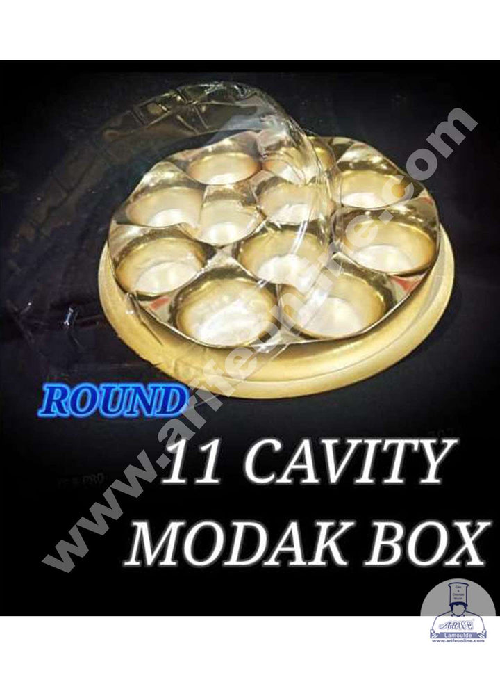 CAKE DECOR™ 11 Cavity Round Shape Modak PVC Box – ( Pack of 1 Pc )
