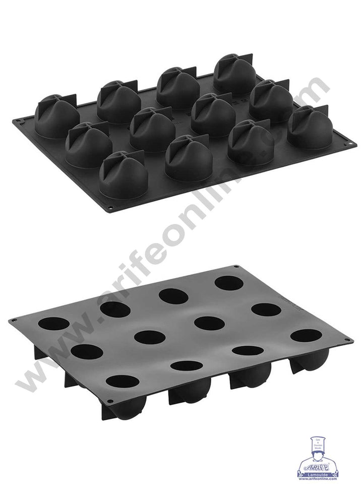 CAKE DECOR™ 12 Cavity 3D Pavoflex Moon Shape Muffin Mould Entremet Cake Mould Mousse Mold