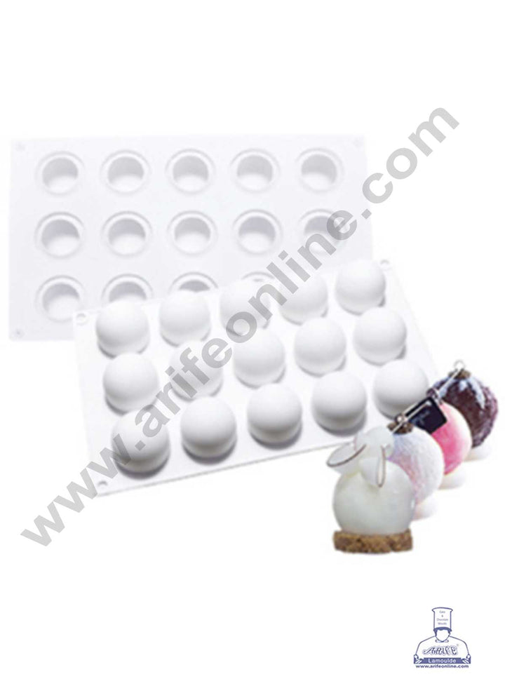 CAKE DECOR™ 15 Cavity Round Shape Silicon Muffin Mould Silicon Cupcake Mould (SBSM-505)