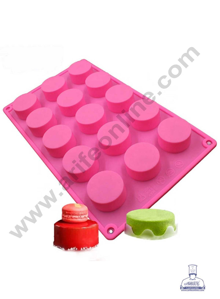 CAKE DECOR™ 15 Cavity Round Shape Silicon Soap Mould Silicon Cupcake Mould (SBSOM-097-1)