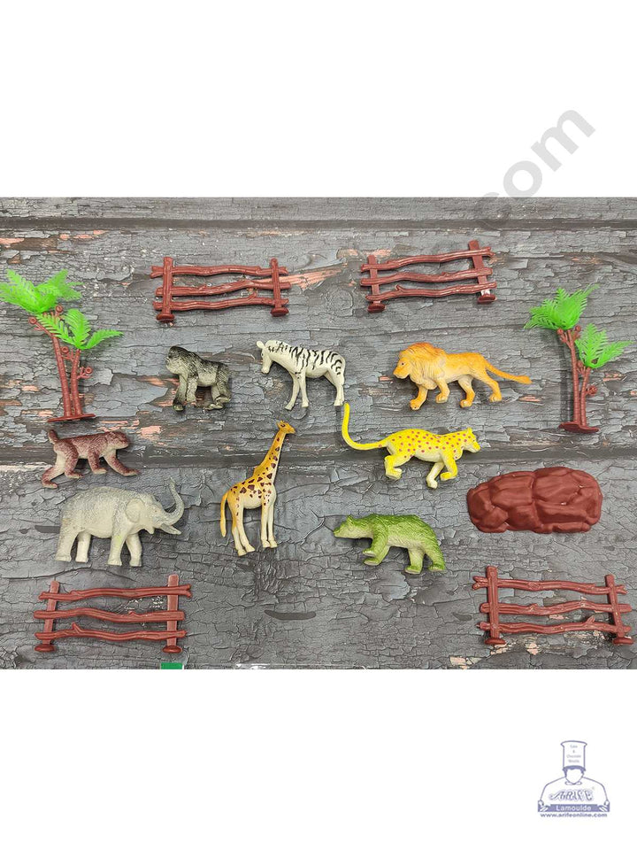 CAKE DECOR™ 15 Pcs Set Big Jungle Theme Toys for Cake Toppers