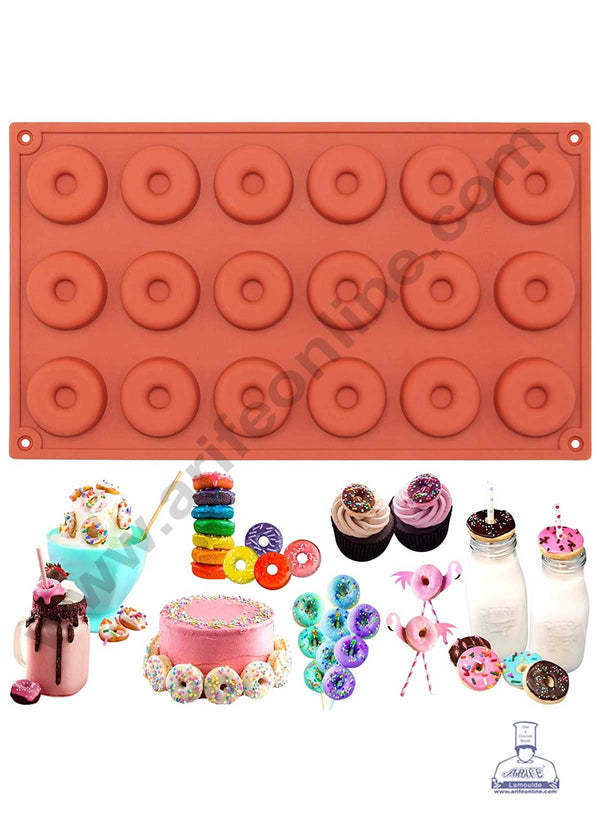 CAKE DECOR™ 18 Cavity Donut Shape Silicon Muffin Mould Silicon Cupcake Mould (SBSM-856)