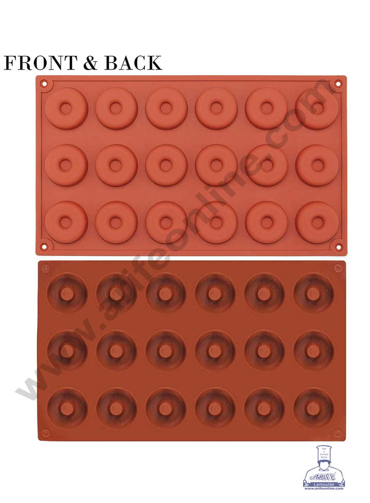 CAKE DECOR™ 18 Cavity Donut Shape Silicon Muffin Mould Silicon Cupcake Mould (SBSM-856)