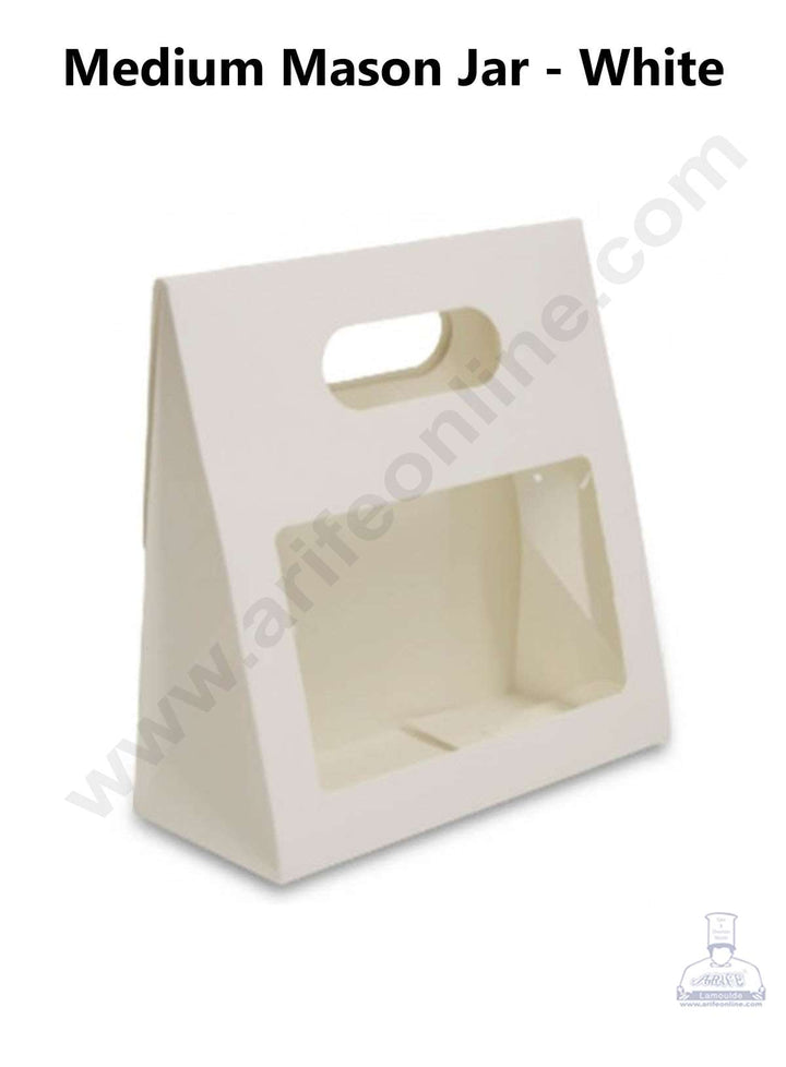 CAKE DECOR™ 2 Mason Jar Paper Carry Bags White - Medium (10 Pcs)