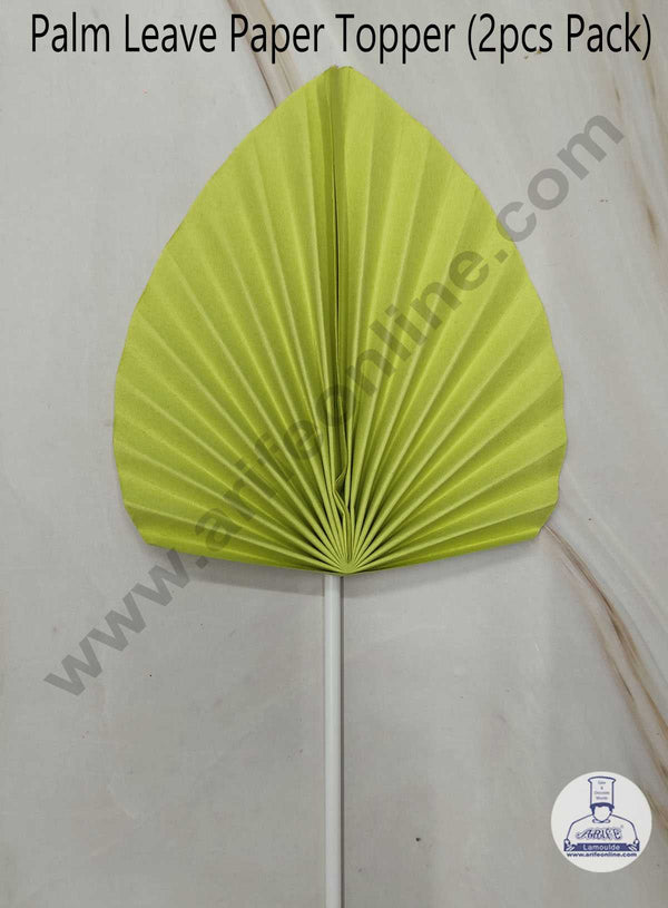 CAKE DECOR™ 2 pcs Green Palm Leave Paper Topper For Cake Decoration - Green ( SBMT-PL-05 )