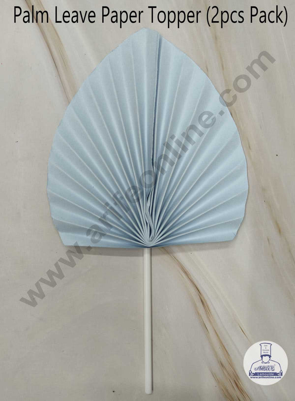 CAKE DECOR™ 2 pcs Light Blue Palm Leave Paper Topper For Cake Decoration - Blue ( SBMT-PL-01 )
