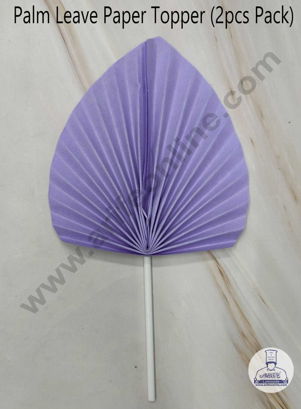 CAKE DECOR™ 2 pcs Light Purple Palm Leave Paper Topper For Cake Decoration - Light Purple ( SBMT-PL-02 )